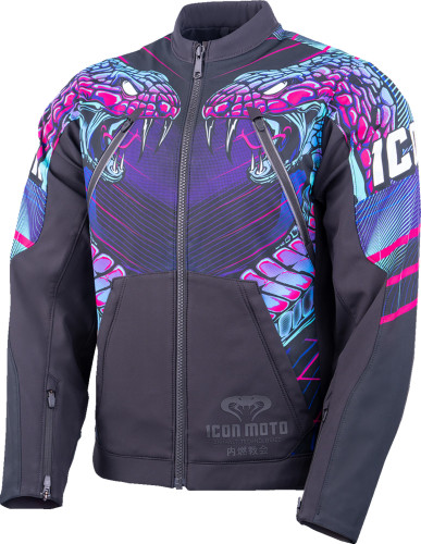 Icon Synthwave Merc3 Lazer Cobra Mens Textile Motorcycle Jacket
