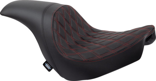 Drag Specialties Predator Seat | Double Diamond w/Red Sitching (0802-1519)