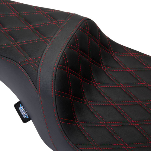 Drag Specialties Perf. Predator 1-Up Seat | Double Diamond w/Red (0801-1491)