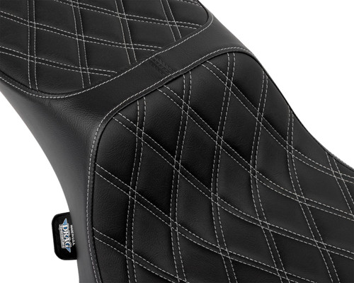 Drag Specialties Predator 2-Up Seat | Double Diamond w/Silver Stitch (0801-1942)