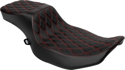Drag Specialties Predator 2-Up Seat | Double Diamond w/Red Stitch (0801-1943)