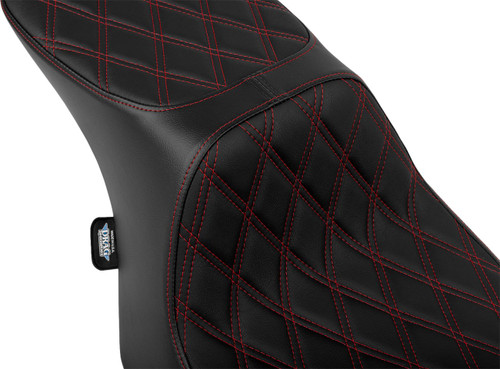 Drag Specialties Predator 2-Up Seat | Double Diamond w/Red Stitch (0801-1950)