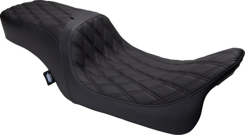 Drag Specialties Predator 2-Up Seat w/Backrest Option | Dbl. Diamond (0801-1500)