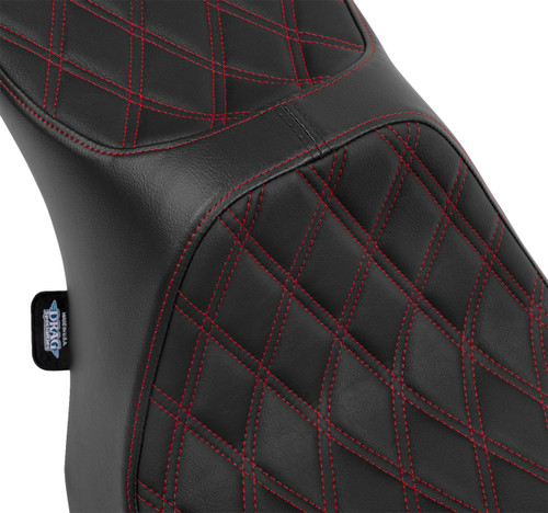 Drag Specialties Predator III 2-Up Seat | Double Diamond w/Red (0801-1933)