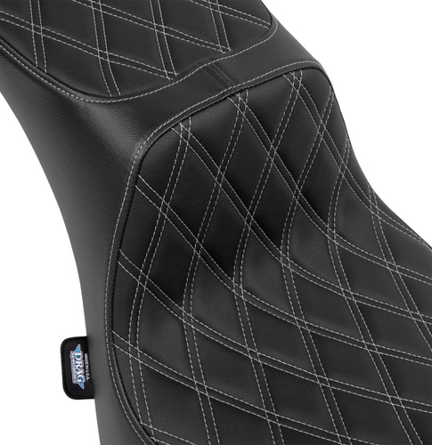 Drag Specialties Perf. Predator 2-Up Seat | Double Diamond w/Silver (0802-1642)