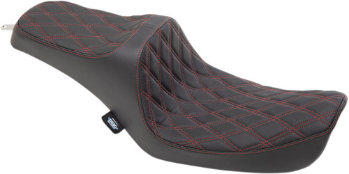 Drag Specialties Predator III Seat | Double Diamond w/Red Stitching (0803-0654)