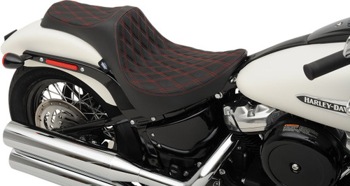 Drag Specialties Predator III Seat | Double Diamond w/Red Stitching (0802-1147)