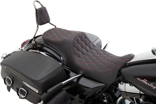 Drag Specialties Predator III 2-Up Seat | Double Diamond w/Red (0801-1306)