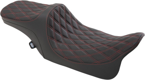 Drag Specialties Predator III 2-Up Seat | Double Diamond w/Red (0801-1310)