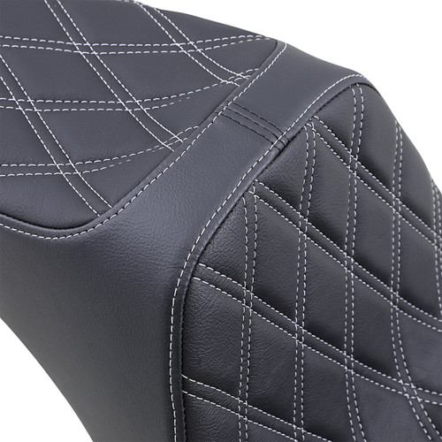 Drag Specialties Predator III 2-Up Seat | Double Diamond w/Silver (0802-1439)