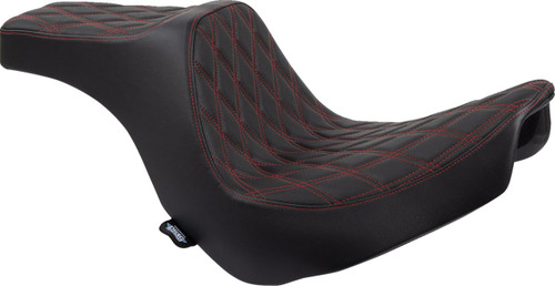 Drag Specialties Predator III 2-Up Seat | Double Diamond w/Red (0802-1492)