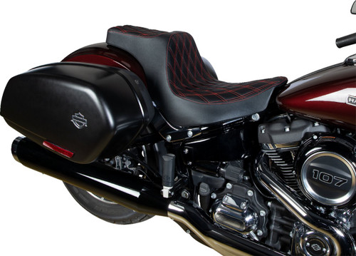 Drag Specialties Predator III 2-Up Seat | Double Diamond w/Red (0802-1492)