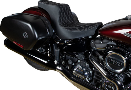 Drag Specialties Predator III 2-Up Seat | Double Diamond w/Silver (0802-1493)