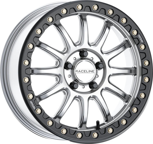 Raceline Alpha Beadlock Wheel | Silver w/Black | 17x7 (A14SB-77037+25)