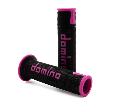 Domino A450 Handlebar Grips - Black/Fuchsia - Twist Throttle (A45041C4340B7-0)