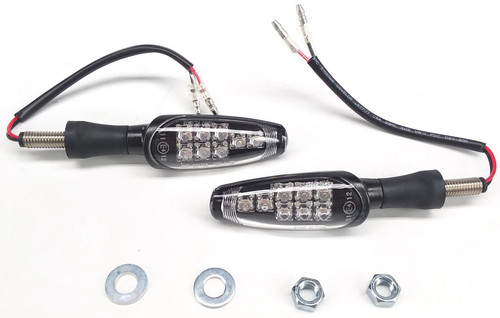 BikeMaster Amber LED Black Turn Signals w/Clear Lens (266265)