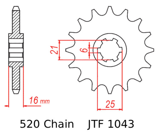 JT Front Sprocket | 14 Tooth | 520 | Steel | '04-09 Kymco 250 Venox (JTF1043.14)
