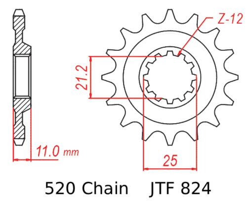 JT Front Sprocket | 13 Tooth | 520 | Steel (JTF824.13)