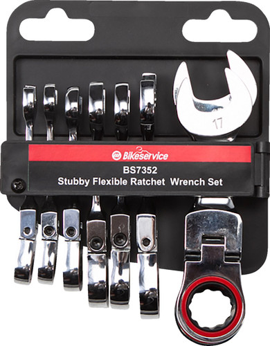 Bikeservice Stubby Flex Head Ratchet Combination Wrench Set (BS7352)