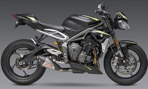 Yoshimura AT2 Slip-On Muffler | SS/Carbon Tip | Street Triple (19680BP521)