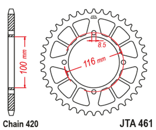 JT Rear Sprocket | Racelite Aluminum | Black | 420 | 50 Tooth (JTA461.50BLK)