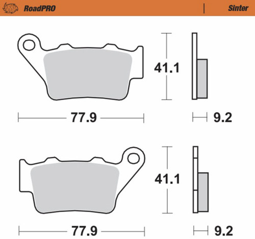 Moto-Master RoadPro Sintered Metal Rear Brake Pads (403402-PU)
