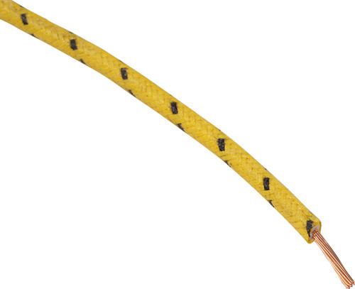Namz 16-Gauge Cloth Braided Wire - Yellow/Black - 25' Spool (NCBW-40)