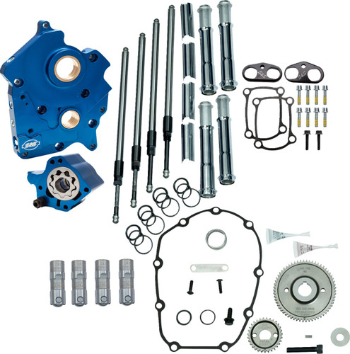 S&S Cam Chest Kit Gear Drive Water Cooled Chrome Pushrods M8 (310-1261A)