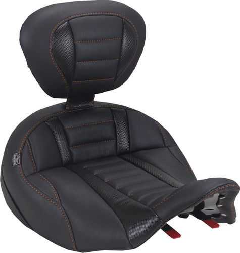 Mustang Deluxe Touring Standard Reach Solo Seat - Mandarin Orange Stitch (89406MO)