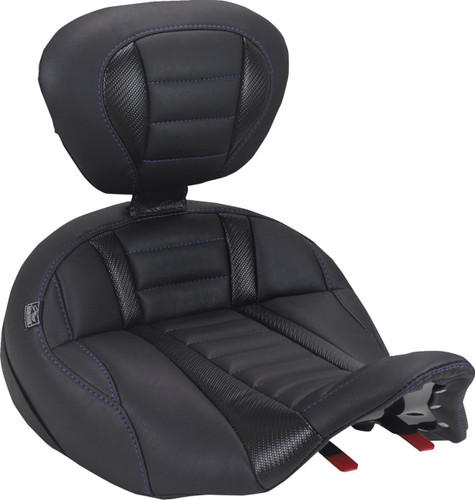Mustang Deluxe Touring Standard Reach Solo Seat - Sky Blue Stitch (89406SB)