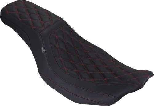 Mustang Low Squareback Double Diamond Seat - Dark Cherry Stitch (88514DC)