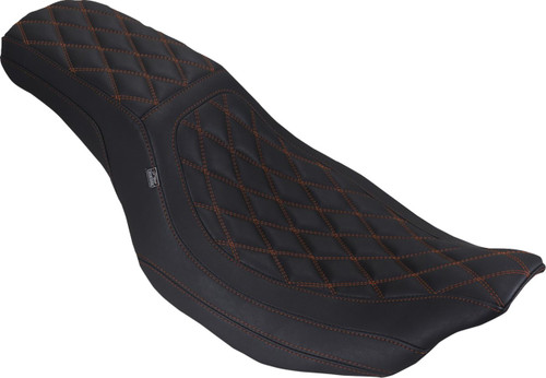 Mustang Low Squareback Double Diamond Seat - Mandarin Orange Stitch (88514 MO)