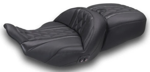 Mustang Heated Super Touring Deluxe Diamond 2-Up Seat - Black Stitch (89410)