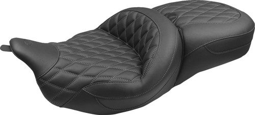 Mustang Super Touring Double Diamond Seat - Gun Metal Gray Stitch (89538GM)