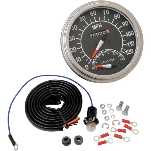 Drag Specialties 5" MPH FL-Style 2:1 Speedometer w/ Tachometer (DS-243870)
