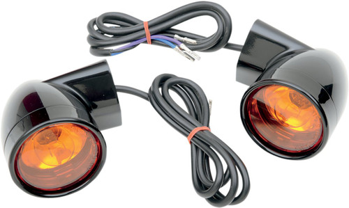 Drag Specialties Bullet-Style Front Turn Signals Gloss Black (2020-0567)