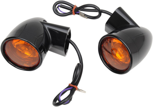 Drag Specialties Bullet-Style Rear Turn Signals Gloss Black (2020-0602)