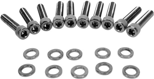 Drag Specialties Knurled Cam Cover Bolt Kit Black Chrome (2401-0572)