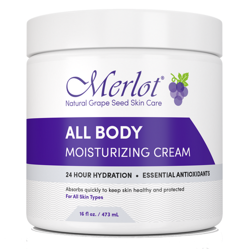 Merlot All Body Moisturizing Cream absorbs quickly to keep skin healthy and protected all day. The soothing, non-greasy formula relieves dry and itchy skin, while delivering essential antioxidants.