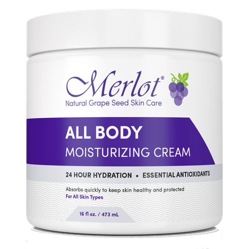 Merlot All Body Moisturizing Cream absorbs quickly to keep skin healthy and protected all day. The soothing, non-greasy formula relieves dry and itchy skin, while delivering essential antioxidants.