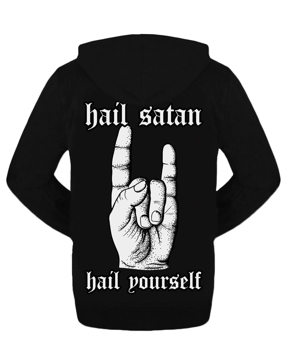 Hail Satan Devil Horn Zipped Hoodie