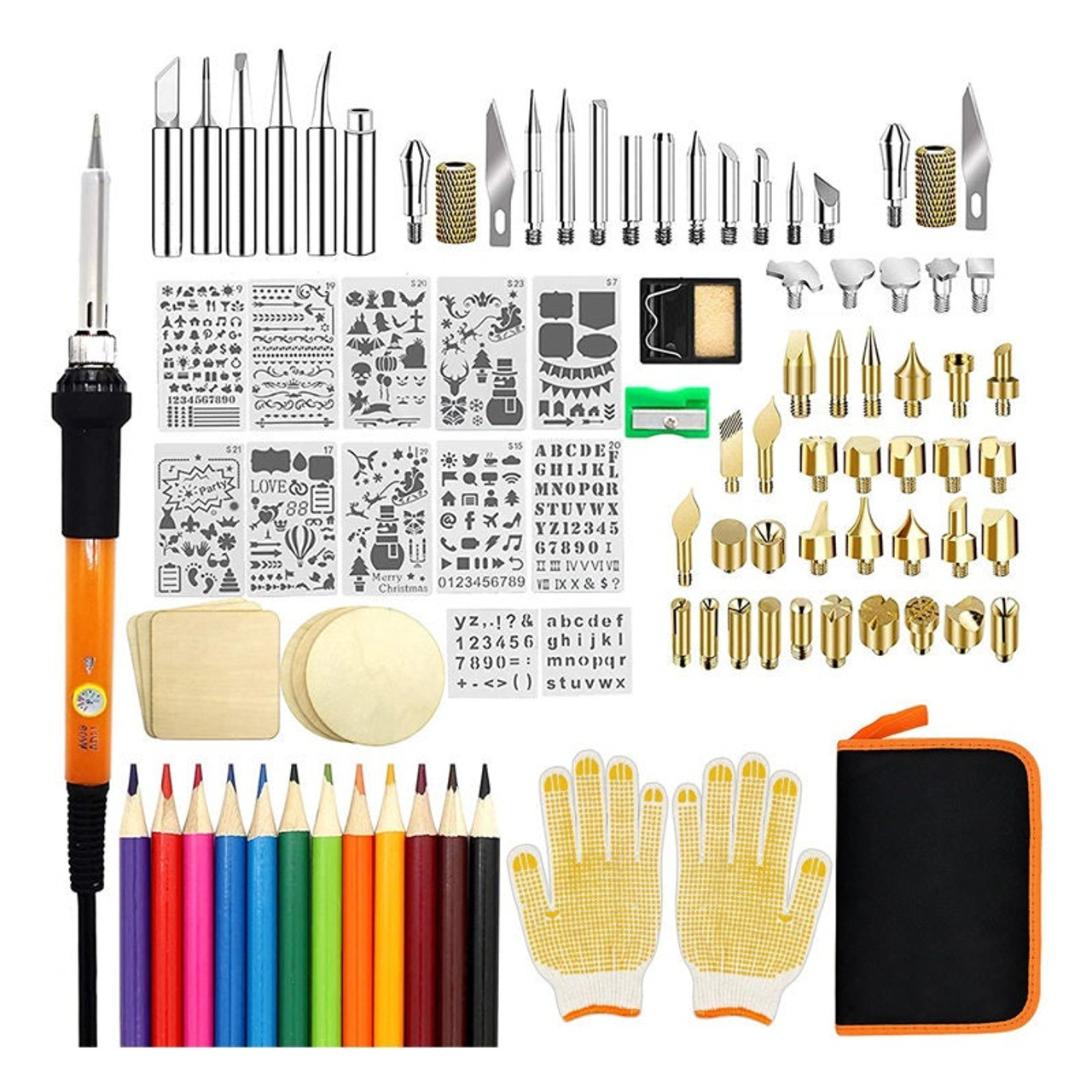 Wood Burning Kit, 110 Pieces Wood Burning Tool with Adjustable Temperature  200~420°C, Professional Wood Burner Pen for Embossing Carving Soldering