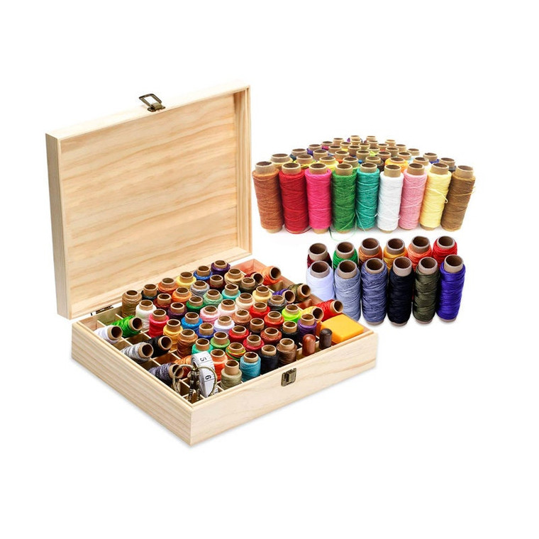 104 Pcs Leather Sewing Kit, Leather Upholstery Repair Kit Including 46 PCS 55Yards Leather Waxed Thread