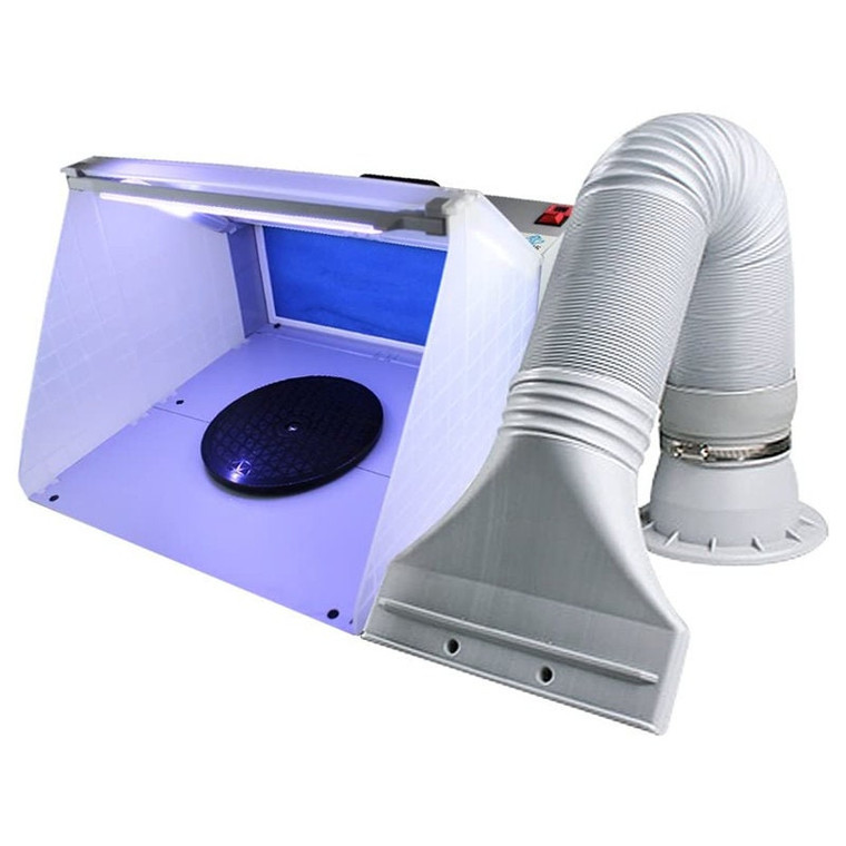 Airbrush Spray Booth with LED Light Turn Table Foldable Exhaust Filter Extractor Set