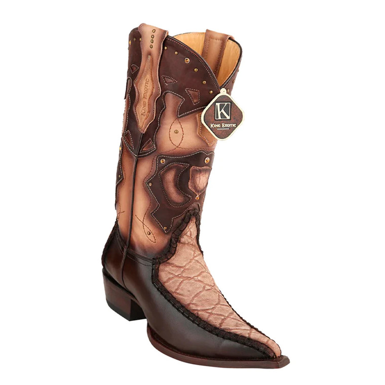 King Exotic  Boots (495V27011) - Oryx Burnished 3X Toe Elephant Skin Boots for Men