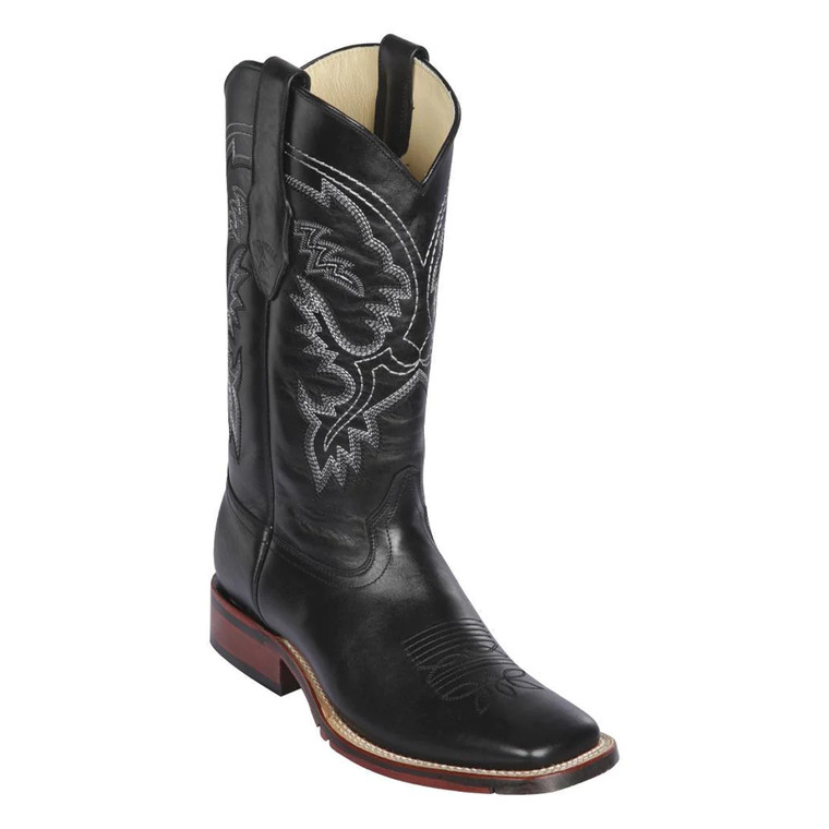 Los Altos Boots Men's #8263805 Wide Square Toe Boots - Handcrafted Genuine Pull-Up Leather Boots in Black