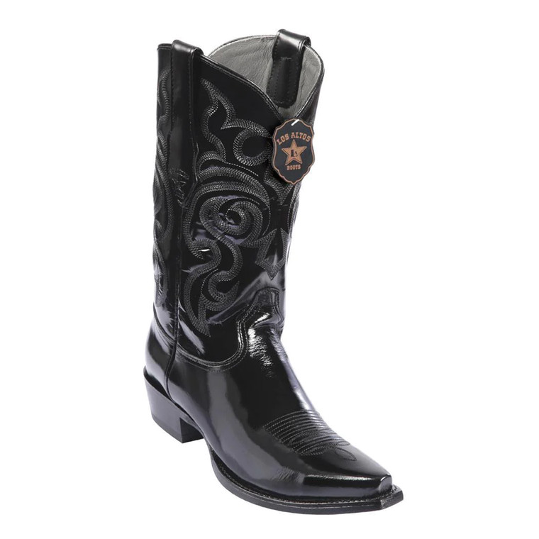 Los Altos Boots Men's #944205-  Snip Toe Boots - Handcrafted Genuine Chameleon Leather Boots in Black