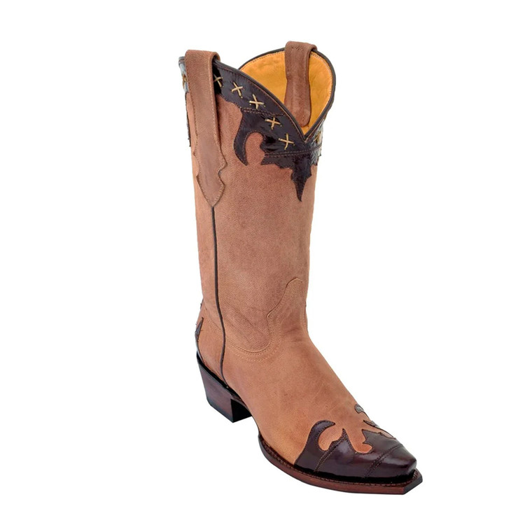 Los Altos Boots  Women's #34P0807 -  Handmade Boots: Snip Toe, Eel & Desert Leather in Brown & Oryx