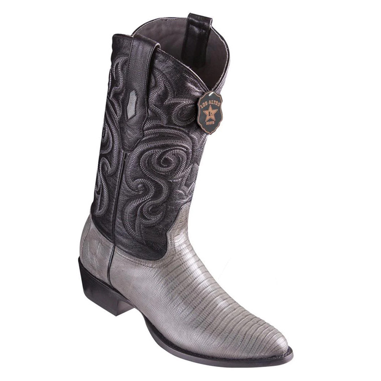 Los Altos Boots Men's #650709 - Handcrafted Gray Genuine Teju Lizard Round Toe