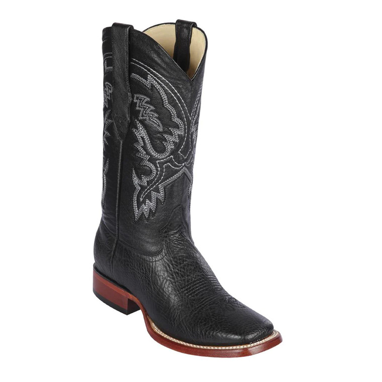 Men's Los Altos Boots #8223105 Wide Square Toe | Genuine Bull Shoulder Leather Boots | Black Color